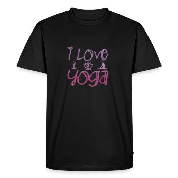 I Love Yoga Gift Namaste Shanti Heart Yoga - Men's Premium Organic T-Shirt - black - Front - Nico (187cm)