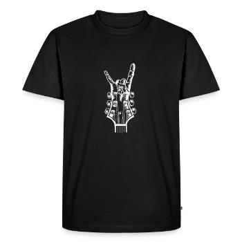 Guitare acoustique Rock Hand Music Guitarist Player - T-shirt Premium bio Homme - noir - Devant - Nico (187cm)
