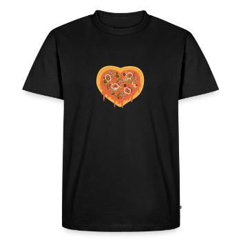 I Love Pizza Pizza Coeur Cadeau Saint-Valentin Coeur - T-shirt Premium bio Homme - noir - Devant - Nico (187cm)