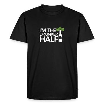 Jour T-shirt de St Patrick drôle Je suis la moitié Drunker - T-shirt Premium bio Homme - noir - Devant - Nico (187cm)