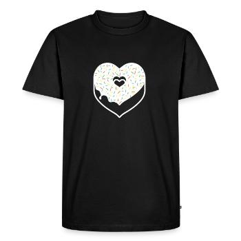 Le coeur de beignet saupoudre de vacances Saint-Valentin - T-shirt Premium bio Homme - noir - Devant - Nico (187cm)