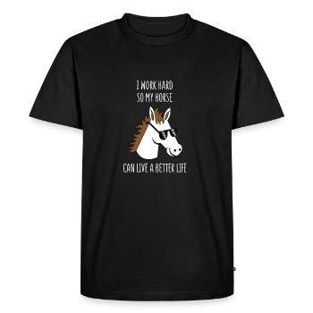 Pferdewirt - Cheval - travail - Equitation - Stable - T-shirt Premium bio Homme - noir - Devant - Nico (187cm)