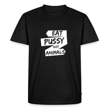 Eat Pussy not Animals Geschenk Vegan Veganer - Männer Premium Bio T-Shirt - Schwarz - Vorne - Nico (187cm)
