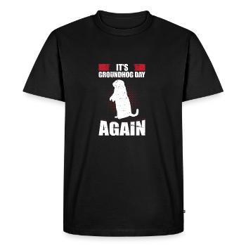 C'est le jour de la marmotte Encore une fois la prévision de l'humour des animaux - T-shirt Premium bio Homme - noir - Devant - Nico (187cm)