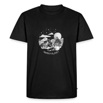 Happy Place Gift Mountain Moon Forest Star Tree - Men's Premium Organic T-Shirt - black - Front - Nico (187cm)