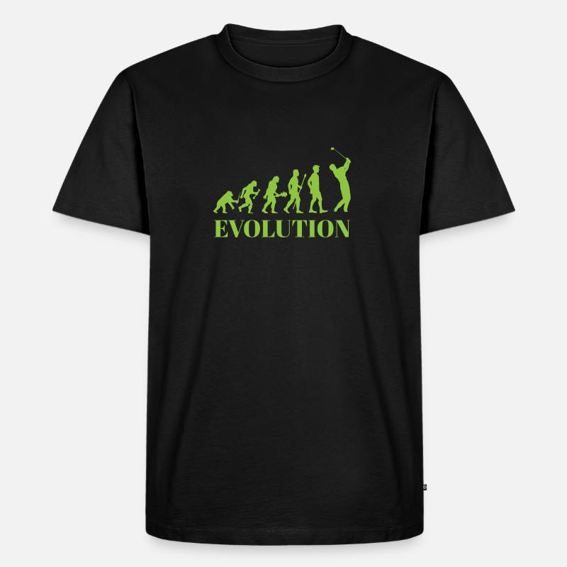 Evolution - Golf - Lustig - Fun - Geschenk - Männer Premium Bio T-Shirt - Schwarz