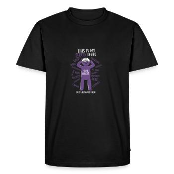 Stress Niveau / cadeau - T-shirt Premium bio Homme - noir - Devant - Nico (187cm)