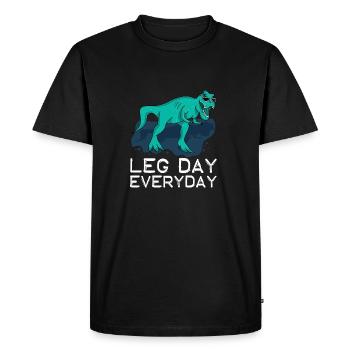 Journée des jambes T-Rex dinosaure - T-shirt Premium bio Homme - noir - Devant - Nico (187cm)