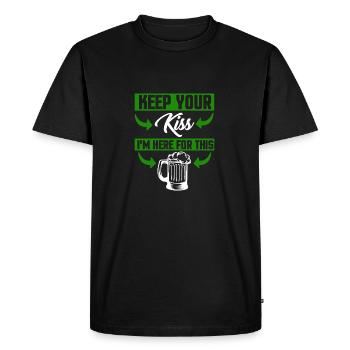 Keep Your Kiss I'm Here For This - Beer Shirt - Men's Premium Organic T-Shirt - black - Front - Nico (187cm)