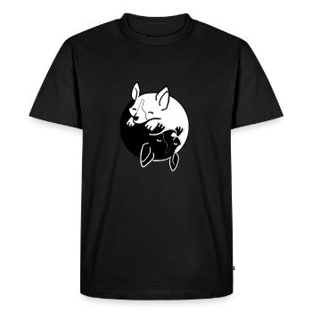 Yin Yang Dogs Chinese Tai Chi Symbol Pun Corgi - Men's Premium Organic T-Shirt - black - Front - Nico (187cm)