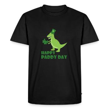 Jour de trèfle shamrock de Saint Patrick Dino Trex T-shirt - T-shirt Premium bio Homme - noir - Devant - Nico (187cm)