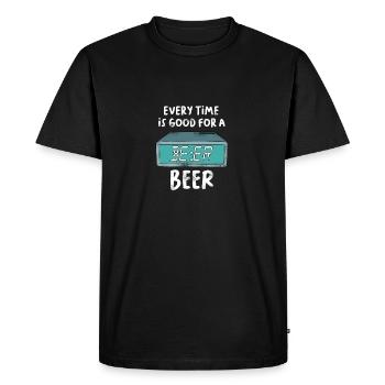 Réveil Horloge Heure Tout le temps est bon pour la bière - T-shirt Premium bio Homme - noir - Devant - Nico (187cm)