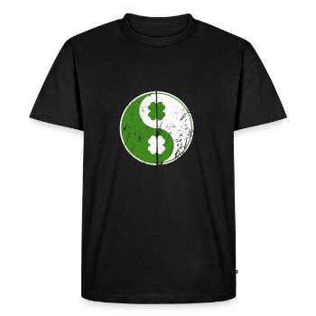 Yin Yang Shamrocks Chinese Symbol St. Patrick - Men's Premium Organic T-Shirt - black - Front - Nico (187cm)