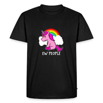 Ew People Pink Unicorn And Rainbow Funny Sarcastic - Men's Premium Organic T-Shirt - black - Front - Nico (187cm)