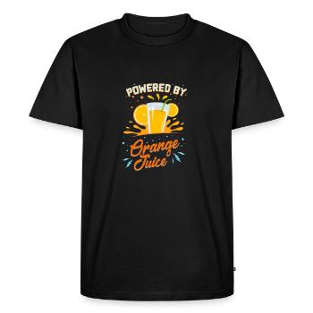 Végétarien drôle: alimenté par le poison de jus d'orange - T-shirt Premium bio Homme - noir - Devant - Nico (187cm)