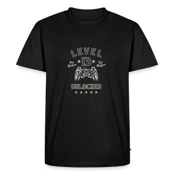 13th Birthday Gift Level 13 Unlocked - Men's Premium Organic T-Shirt - black - Front - Nico (187cm)