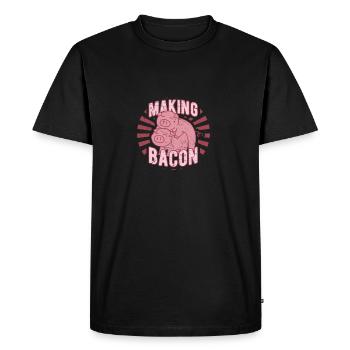 Faire du bacon - Cochon de jambon - Cadeau - T-shirt Premium bio Homme - noir - Devant - Nico (187cm)
