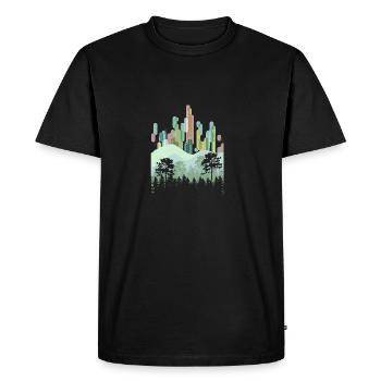 Retro trees gift art tree forest nature - Men's Premium Organic T-Shirt - black - Front - Nico (187cm)