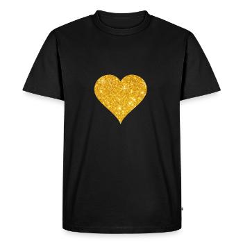 Golden heart love valentines day couple gift - Men's Premium Organic T-Shirt - black - Front - Nico (187cm)