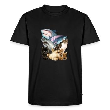 Chats et requins Images T-Shirt - Graphique cool - T-shirt Premium bio Homme - noir - Devant - Nico (187cm)
