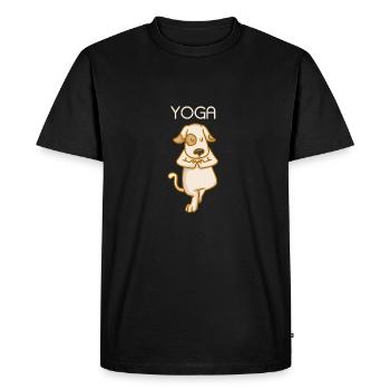 Yoga Dog - Fitness - Relaxation - Puissance - T-shirt Premium bio Homme - noir - Devant - Nico (187cm)