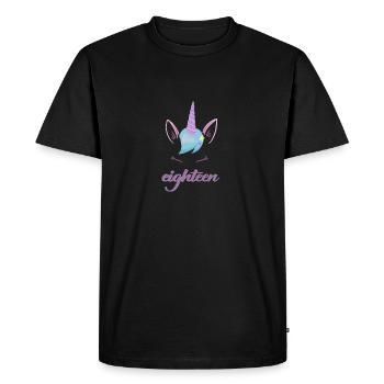 Unicorn 18th Birthday Party - Eighteen Years - Men's Premium Organic T-Shirt - black - Front - Nico (187cm)