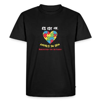 It's ok to be different. Autism Love - Men's Premium Organic T-Shirt - black - Front - Nico (187cm)