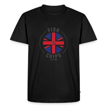 Fish and Chips - British Style - Men's Premium Organic T-Shirt - black - Front - Nico (187cm)