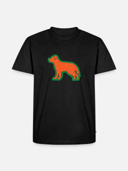Retriever mit Blättern - Männer Premium Bio T-Shirt - Schwarz