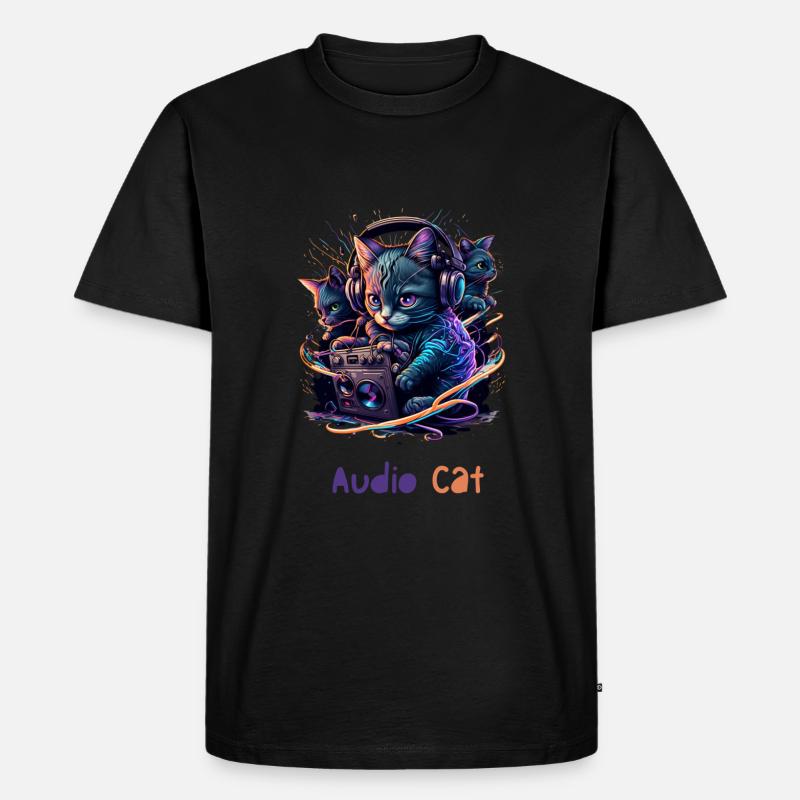 Audio Cat - Männer Premium Bio T-Shirt - Schwarz