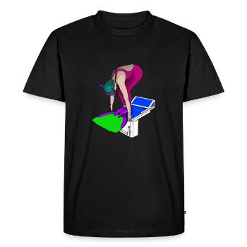 Nager avec palmes - T-shirt Premium bio Homme - noir - Devant - Nico (187cm)