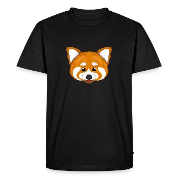 Panda roux - visage - portrait de panda - animal - T-shirt Premium bio Homme - noir - Devant - Nico (187cm)