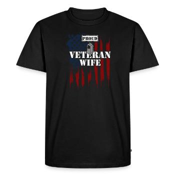 Proud Veteran Wife - Veteran - Men's Premium Organic T-Shirt - black - Front - Nico (187cm)