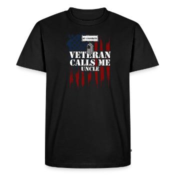 My Favorite Veteran Calls Me Uncle - Men's Premium Organic T-Shirt - black - Front - Nico (187cm)