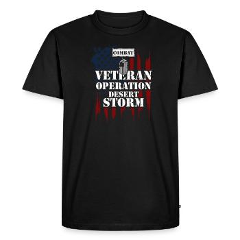 Combat Veteran Operation Desert... - Men's Premium Organic T-Shirt - black - Front - Nico (187cm)