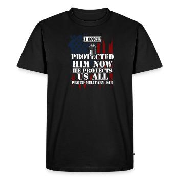 Je l’ai autrefois protégé maintenant il prot... - T-shirt Premium bio Homme - noir - Devant - Nico (187cm)