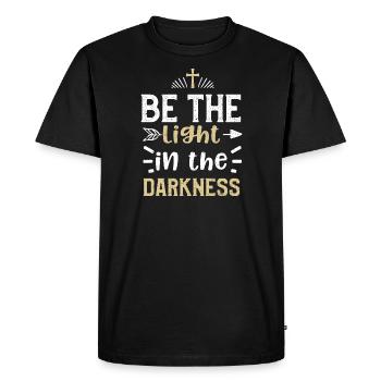 Be the light in the darkness - Men's Premium Organic T-Shirt - black - Front - Nico (187cm)