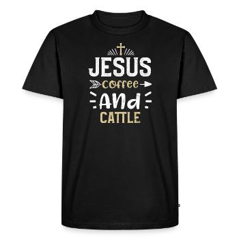 Jesus Coffee And Cattle - Jesus - Men's Premium Organic T-Shirt - black - Front - Nico (187cm)