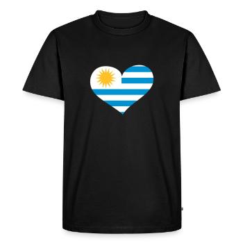 Uruguay Herz; Heart Uruguay - T-shirt Premium bio Homme - noir - Devant - Nico (187cm)