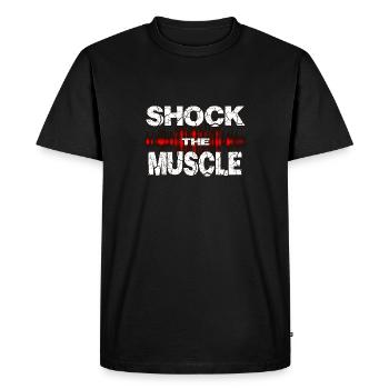 bodybuilding shock muscle pump sport protein en forme - T-shirt Premium bio Homme - noir - Devant - Nico (187cm)