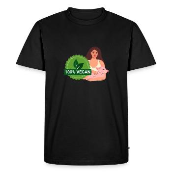 100% vegan - Men's Premium Organic T-Shirt - black - Front - Nico (187cm)