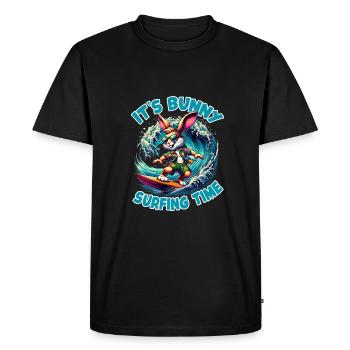 Lapin cool et élégant avec des lunettes de soleil - T-shirt Premium bio Homme - noir - Devant - Nico (187cm)