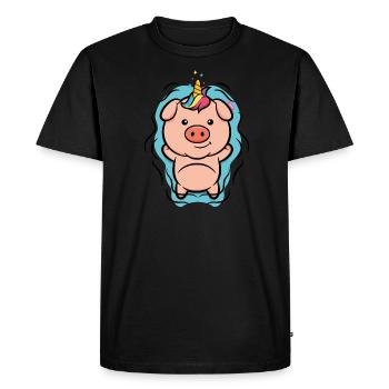 Cadeau d'été cochon cochon licorne cochon - T-shirt Premium bio Homme - noir - Devant - Nico (187cm)
