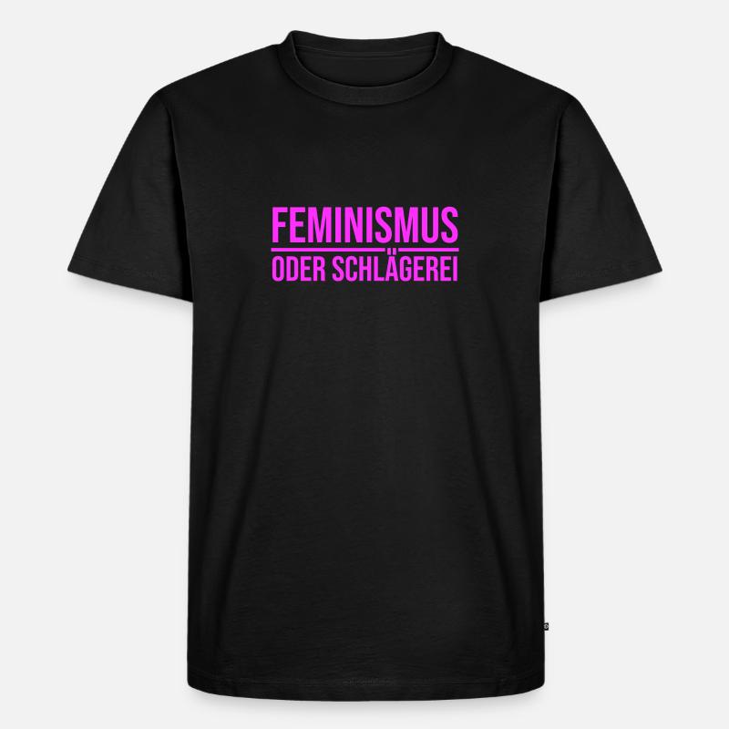 Feminismus oder Schlägerei - Männer Premium Bio T-Shirt - Schwarz