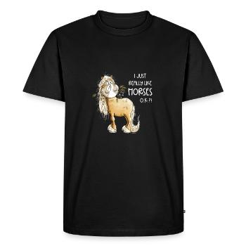Droll Horses I Motif de cheval avec cheval disant - T-shirt Premium bio Homme - noir - Devant - Nico (187cm)