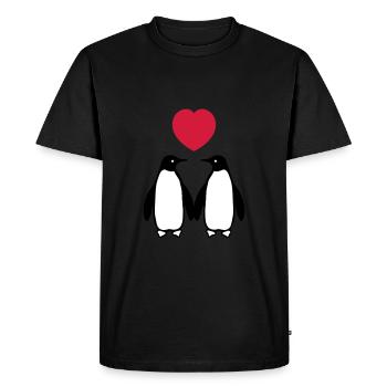 Verliebte Pinguine - Men's Premium Organic T-Shirt - black - Front - Nico (187cm)