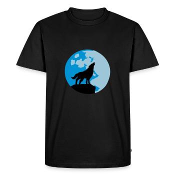wolf and full moon - T-shirt Premium bio Homme - noir - Devant - Nico (187cm)