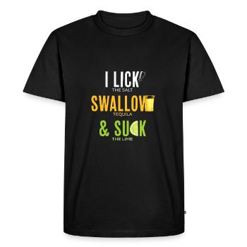 Léchage de la tequila avaler sucer - T-shirt Premium bio Homme - noir - Devant - Nico (187cm)