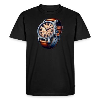 Horloge qui coule – Le temps passe - T-shirt Premium bio Homme - noir - Devant - Nico (187cm)