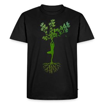 Vrksasana Yoga Pose D'arbre - T-shirt Premium bio Homme - noir - Devant - Nico (187cm)